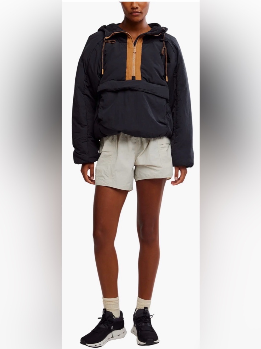 Free People Pillow Packable Puffer Pullover black half zip